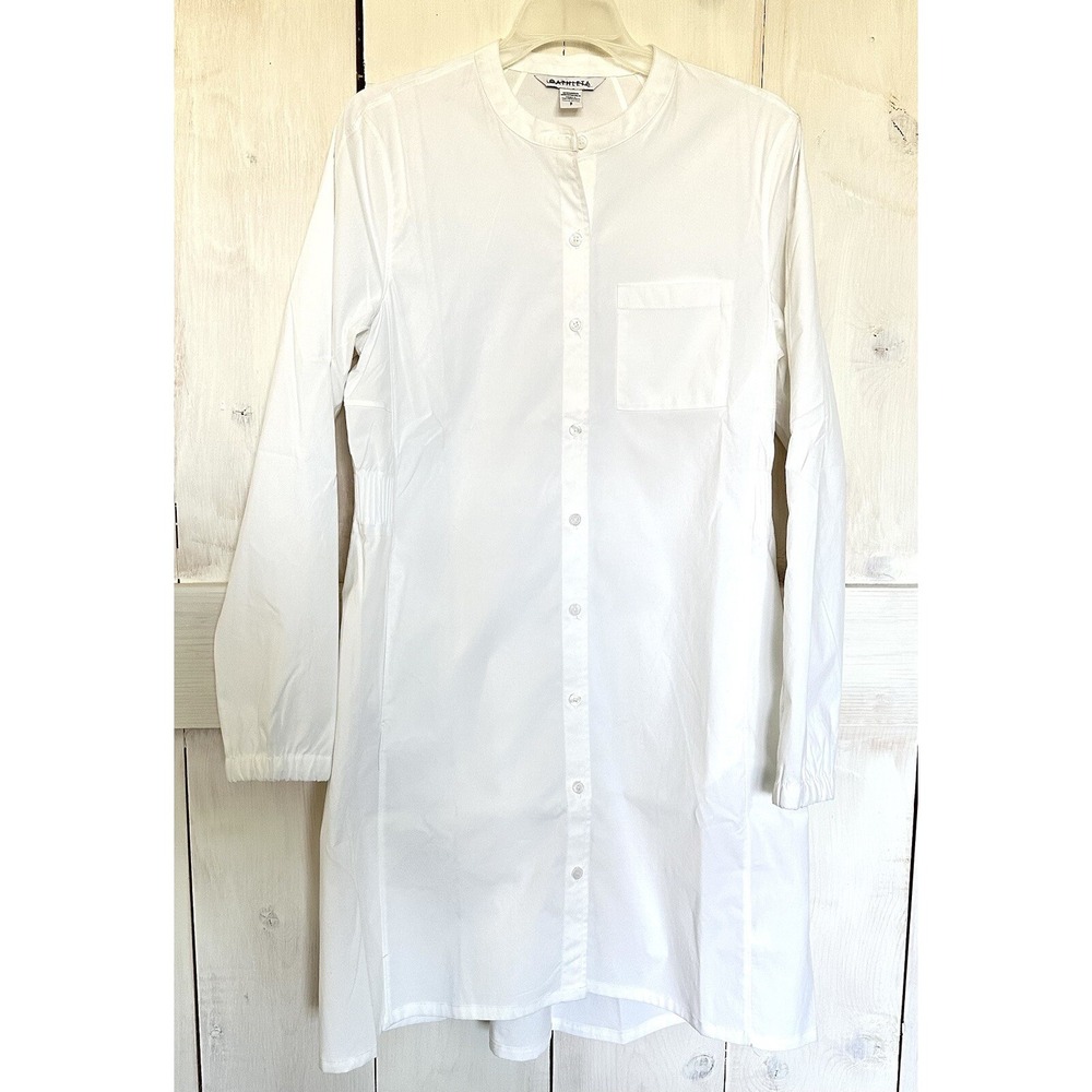 Athleta Crisp Button Front‎ Long Sleeve Lightweight Midi Summer Dress Size SMALL